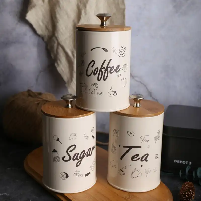 square tea coffee sugar canisters