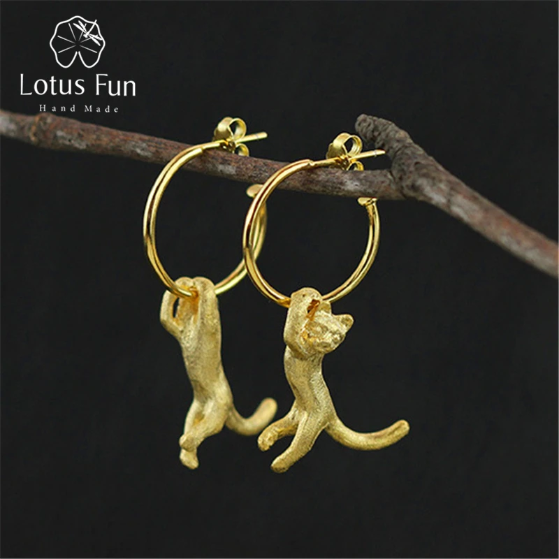 Lotus Fun Real 925 Sterling Silver Natural Creative Handmade Fine Jewelry Cute Kung Fu Cat Drop Earrings for Women Brincos
Lotus Fun Real 925 Sterling Silver Natural Creative Handmade Fine Jewelry Cute Kung Fu Cat Drop Earrings for Women Brincos