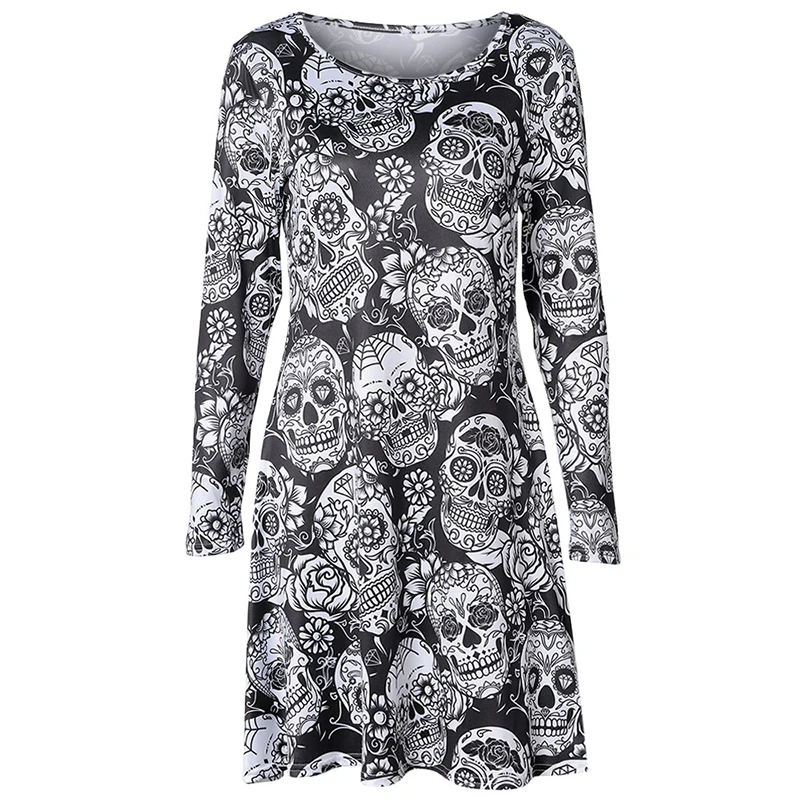 Gothic Skull Printed Dress Sexy Halloween Style Women Long Sleeves Casual Dress Fashion Dress Mini Goth Dress SJ737E
Gothic Skull Printed Dress Sexy Halloween Style Women Long Sleeves Casual Dress Fashion Dress Mini Goth Dress SJ737E
