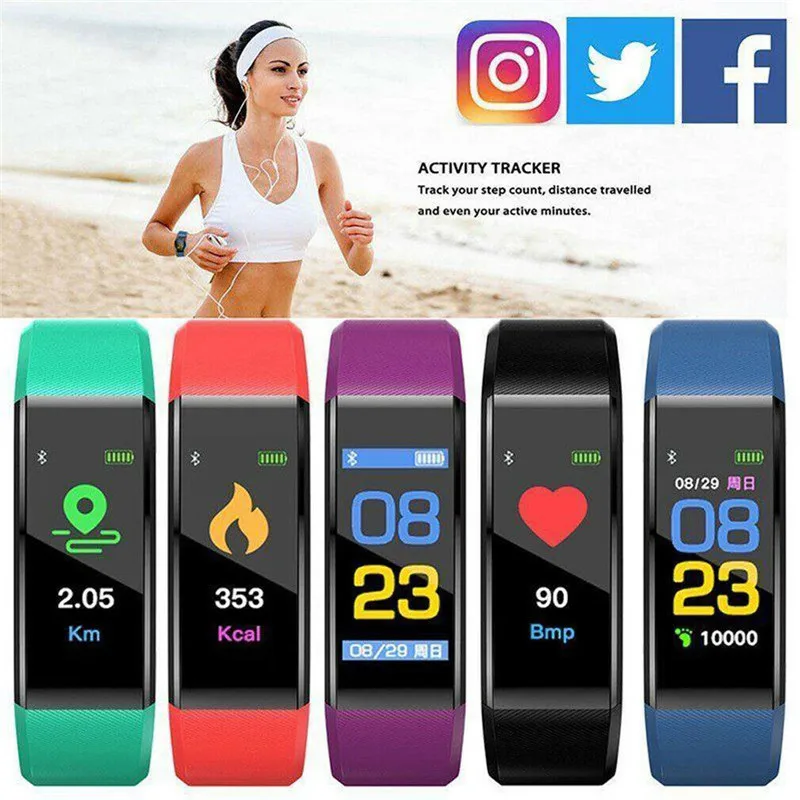 115Plus Life Waterproof and Compact Sport Smart Watch Wrist Wristband Bracelet Fitness Tracker Heart Rate Monitor Universal
115Plus Life Waterproof and Compact Sport Smart Watch Wrist Wristband Bracelet Fitness Tracker Heart Rate Monitor Universal