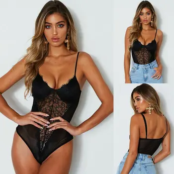 Sexy Women Ladies Lace Strappy Bodysuit Stretch Leotard Sleeveless Tops Jumpsuit Summer Clubwear 
Sexy Women Ladies Lace Strappy Bodysuit Stretch Leotard Sleeveless Tops Jumpsuit Summer Clubwear