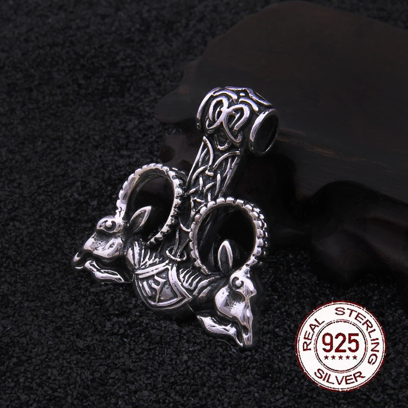 925 sterling silver viking goat pendant necklace with rune and Celtic knot with real leather and keel chain as gift
925 sterling silver viking goat pendant necklace with rune and Celtic knot with real leather and keel chain as gift
