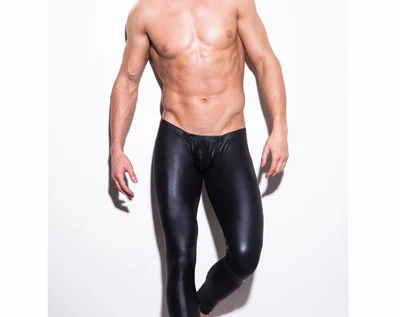 2017 New Men Sexy Faux Leather Pants Black Male Homewear Underwear Fashion Intimates Trousers Leggings Clubwear free shipping | Мужская