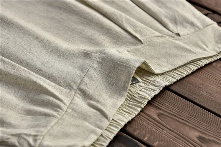 LZJN 2019 Spring Summer Culottes Pants Vintage Cotton Linen Pants Loose Full Length Trousers Women Wide Leg Pants White 3 Colors (15)