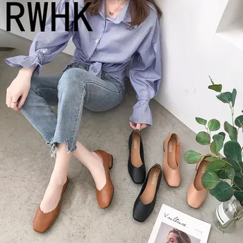 RWHK Shallow mouth single shoes female autumn 2019 new Korean version of the thick with the square head retro shoes women B398
RWHK Shallow mouth single shoes female autumn 2019 new Korean version of the thick with the square head retro shoes women B398
