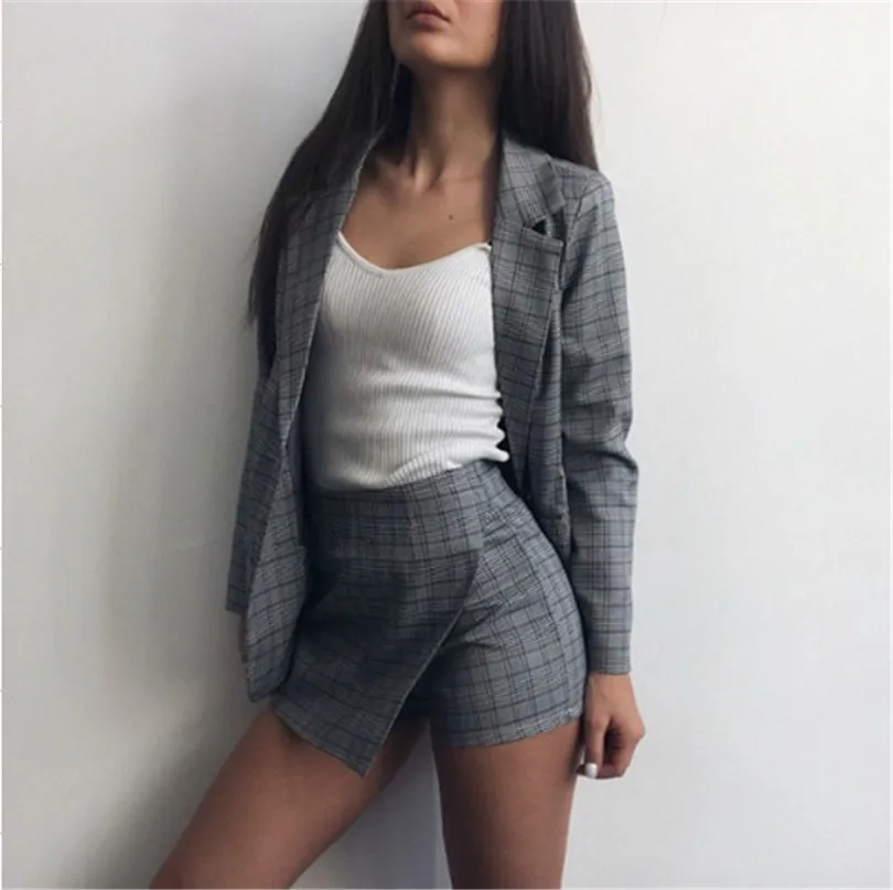 2018 Winter women fashion suit Plaid Long sleeve elegant slim Notched OL blazer and trouser Business work wear two piece set
2018 Winter women fashion suit Plaid Long sleeve elegant slim Notched OL blazer and trouser Business work wear two piece set