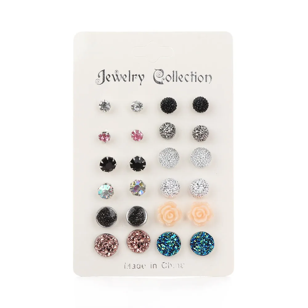 Fashion 12 pair/set Women Rainbow Crystal Zircon Stud Earrings for Women Piercing Metal Ball Flower Earrings Jewelry
Fashion 12 pair/set Women Rainbow Crystal Zircon Stud Earrings for Women Piercing Metal Ball Flower Earrings Jewelry