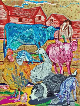 Modern handmade painting Pop art cow,pig, chicken,duck and dog on oil canvas for living room decor and wallpaper 
Modern handmade painting Pop art cow,pig, chicken,duck and dog on oil canvas for living room decor and wallpaper