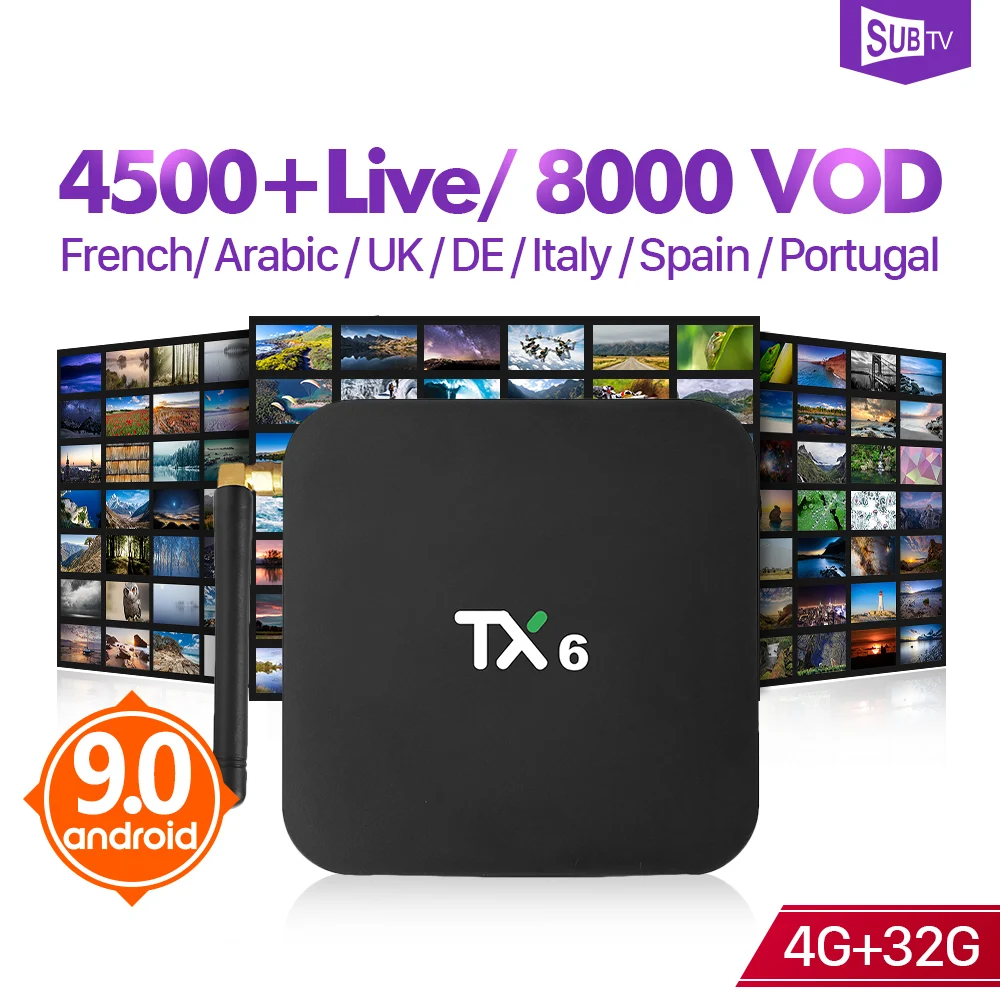 SUBTV IP TV France Arabic Android 9.0 Receiver 4+32G BT5.0 USB3.0 Dual-Band WIFI IPTV Subscription 1 Year SUBTV French Italy
SUBTV IP TV France Arabic Android 9.0 Receiver 4+32G BT5.0 USB3.0 Dual-Band WIFI IPTV Subscription 1 Year SUBTV French Italy