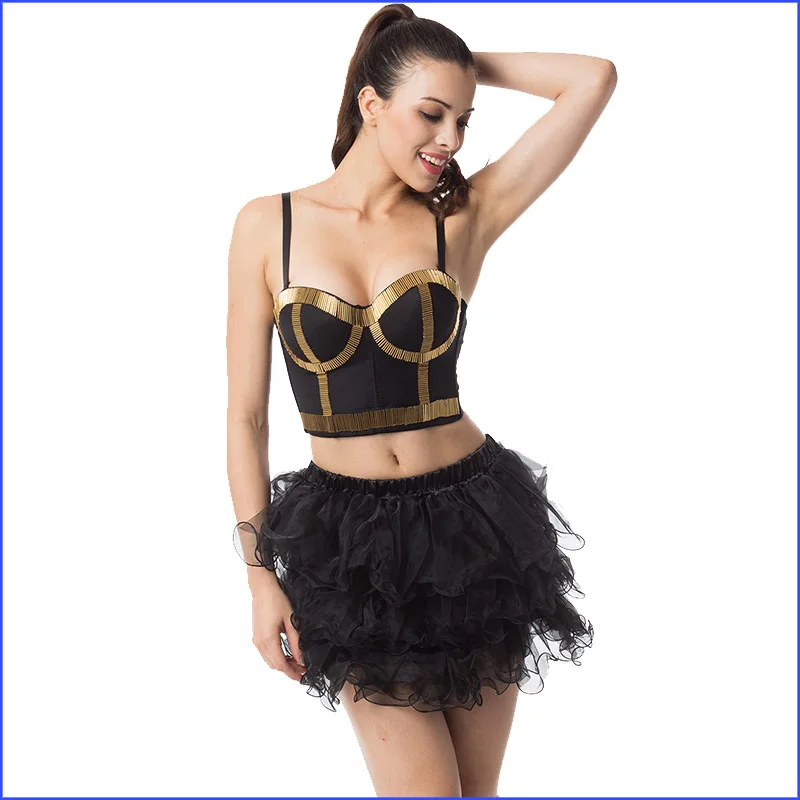 Sexy Bustier Crop Top Gothic Silver Tube Beads Stud Bra Push Up Bralette and Skirt Set Burlesque Clubwear Rock Party Clothes
Sexy Bustier Crop Top Gothic Silver Tube Beads Stud Bra Push Up Bralette and Skirt Set Burlesque Clubwear Rock Party Clothes