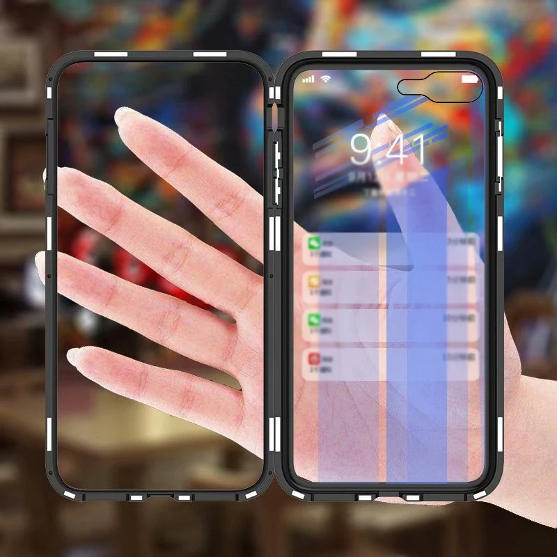 Luxury Magnetic Flip Phone Case for iPhone X XS MAX 7 8 Plus 11 Pro MAX PC Border Transparent Tempered Glass Back Cover
Luxury Magnetic Flip Phone Case for iPhone X XS MAX 7 8 Plus 11 Pro MAX PC Border Transparent Tempered Glass Back Cover