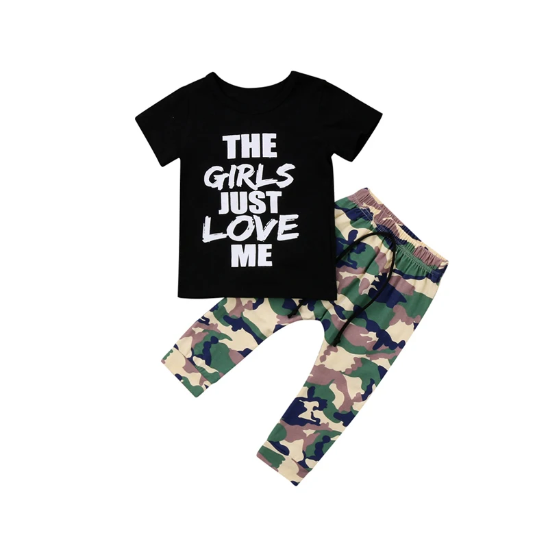 2018 Casual Active Fashion Newborn Baby Boys Cotton Short Sleeve O-Neck Pullover Letter Black Shirt Tops Camouflage Print Pants
2018 Casual Active Fashion Newborn Baby Boys Cotton Short Sleeve O-Neck Pullover Letter Black Shirt Tops Camouflage Print Pants