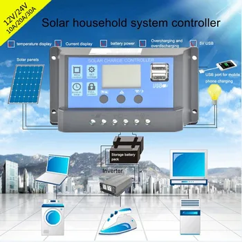 PWM Solar Charge Controller 12V-24V Auto Dual USB Digital Display Solar Regulator Built-in Timer for Lead Acid Batteries
PWM Solar Charge Controller 12V-24V Auto Dual USB Digital Display Solar Regulator Built-in Timer for Lead Acid Batteries