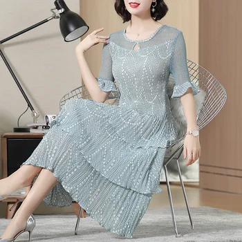 Summer New Pure Color Net Yarn Long Dress Dot O-Neck Cake Dress Women Flare Sleeve Slim A-line Dress
Summer New Pure Color Net Yarn Long Dress Dot O-Neck Cake Dress Women Flare Sleeve Slim A-line Dress