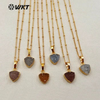 WT-N1093 WKT Simply Style Heart Shape Druzy Stone Pendant Necklace With Tiny Brass Beads Pure Gold Color Chain Women Necklace
WT-N1093 WKT Simply Style Heart Shape Druzy Stone Pendant Necklace With Tiny Brass Beads Pure Gold Color Chain Women Necklace