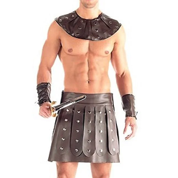 Male sexy costume With pleated Skirt Collar Cuffs Faux Leather sparta Men halloween cosplay costume For Clubwear Masculine
Male sexy costume With pleated Skirt Collar Cuffs Faux Leather sparta Men halloween cosplay costume For Clubwear Masculine
