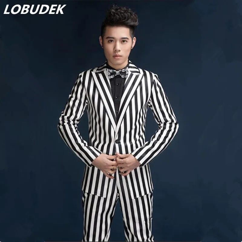 men suits costume singer dancer show party Male dj costume black and white stripe slim leather jacket male suit ds costumes
men suits costume singer dancer show party Male dj costume black and white stripe slim leather jacket male suit ds costumes