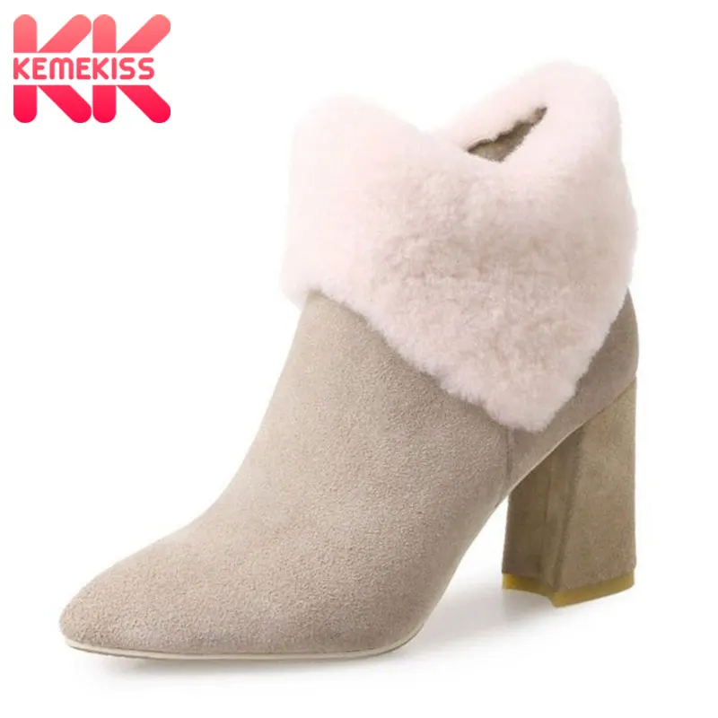KemeKiss Women Genuine Leather High Heel Boots Half Short Boots Warm Fur Shoes Cold Winter Short Botas Women Footwear Size 34-39
KemeKiss Women Genuine Leather High Heel Boots Half Short Boots Warm Fur Shoes Cold Winter Short Botas Women Footwear Size 34-39