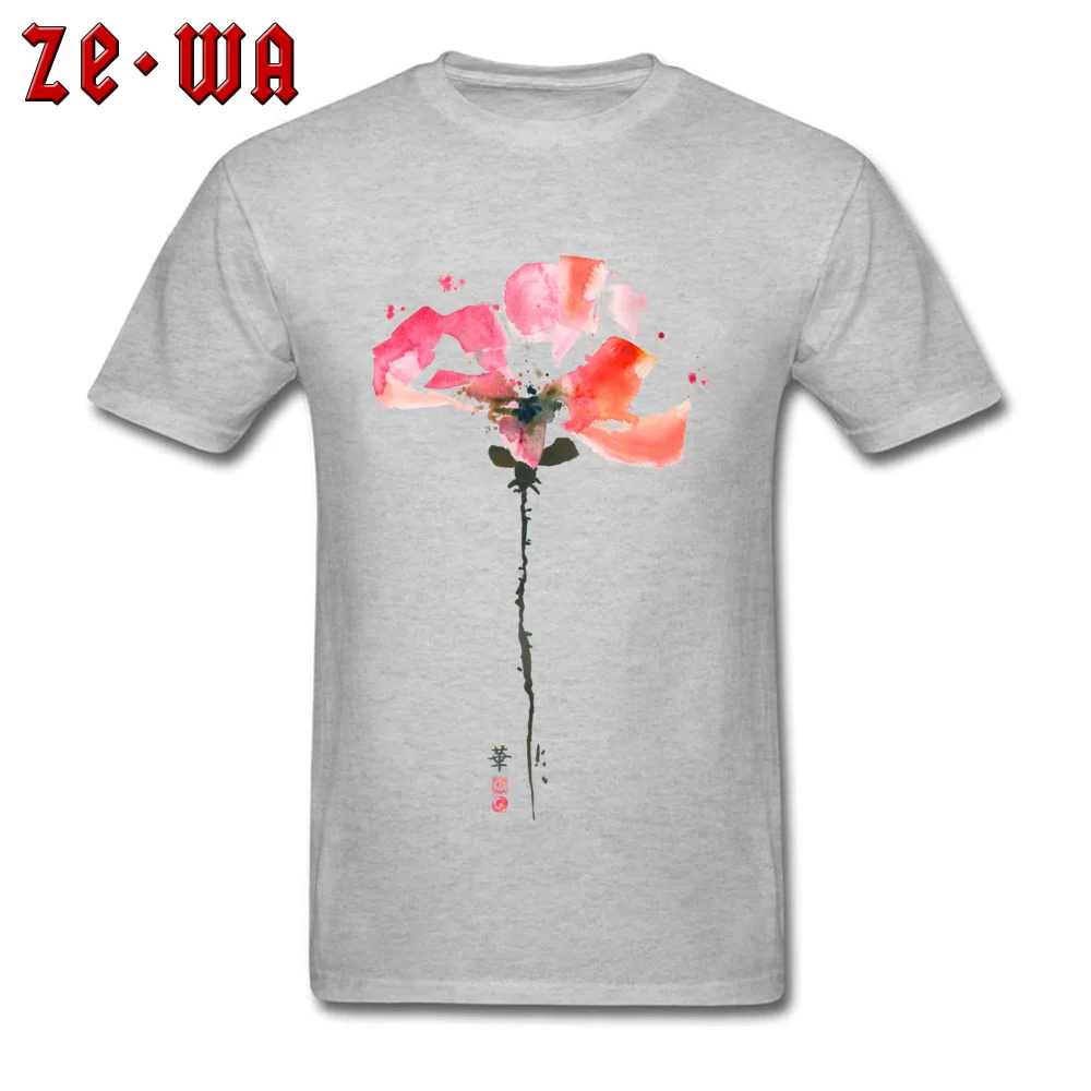 T Shirt Pretty Poppy Tops Tees VALENTINE DAY Hot Sale Design Short Sleeve Pure Cotton Round Collar Men Tshirts Design Pretty Poppy grey