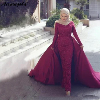 Long Sleeves Lace Prom Dresses Mermaid Women Detachable Train Islamic Dubai Saudi Arabic Muslim Mermaid Hijab Evening Dress 2019
Long Sleeves Lace Prom Dresses Mermaid Women Detachable Train Islamic Dubai Saudi Arabic Muslim Mermaid Hijab Evening Dress 2019