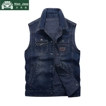 Brand Denim Sleeveless Jacket Men Waistcoat Mens Cowboy Vest Military Outwear Multi-Pocket Coats Size M-4XL chalecos para hombre
Brand Denim Sleeveless Jacket Men Waistcoat Mens Cowboy Vest Military Outwear Multi-Pocket Coats Size M-4XL chalecos para hombre