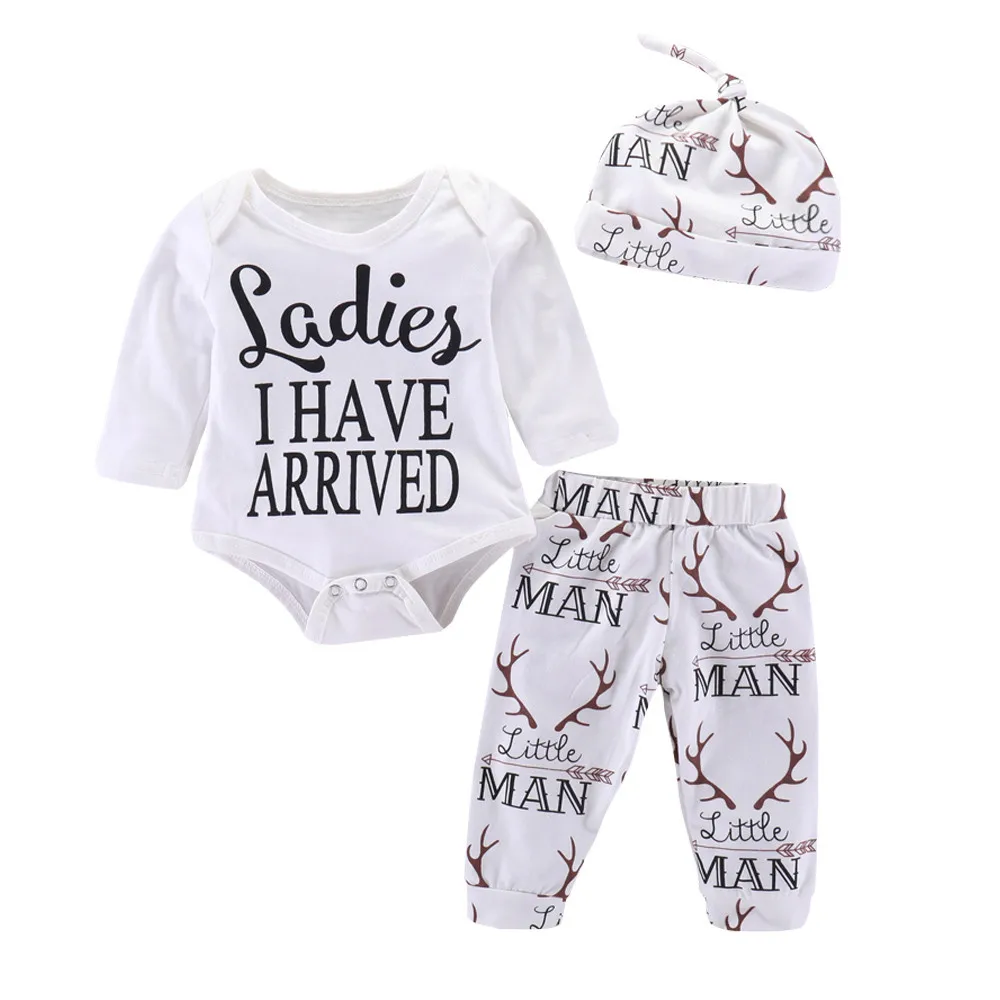 3PCS Newborn Summer 2019 Baby Boy Clothes Fashion Letter Print Bodysuit+Print Pants+Hat Baby Boy Set Casual Infant Baby Clothing
3PCS Newborn Summer 2019 Baby Boy Clothes Fashion Letter Print Bodysuit+Print Pants+Hat Baby Boy Set Casual Infant Baby Clothing