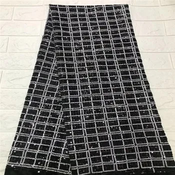 French Net Lace Fabric Latest african guipure lace fabric with embroidery mesh tulle black Sequins lace fabric A1410-1
French Net Lace Fabric Latest african guipure lace fabric with embroidery mesh tulle black Sequins lace fabric A1410-1
