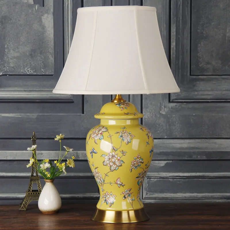 Bedroom vintage table lamp china living room Table Lamp for wedding decoration ceramic art china table lamp (2)