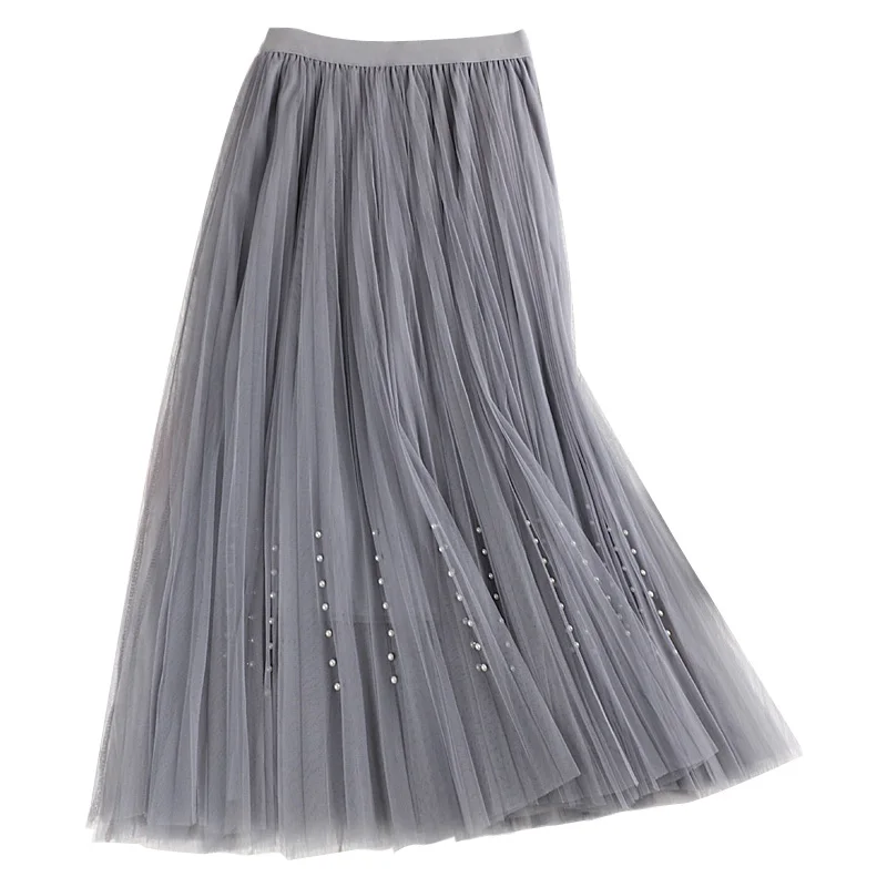 2019 New Spring Korean High Waist Slim tutu Skirts Fashion Beading Double Layers Pleated A-Line Long Mesh Skirt Saias Faldas
2019 New Spring Korean High Waist Slim tutu Skirts Fashion Beading Double Layers Pleated A-Line Long Mesh Skirt Saias Faldas