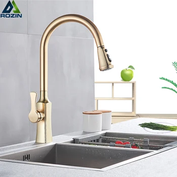 Brushed Gold Kitchen Faucet Deck Mounted Pull Out Bathroom Kitchen Mixer Tap Stream Spray Head Cold Hot Faucet for Kitchen
Brushed Gold Kitchen Faucet Deck Mounted Pull Out Bathroom Kitchen Mixer Tap Stream Spray Head Cold Hot Faucet for Kitchen
