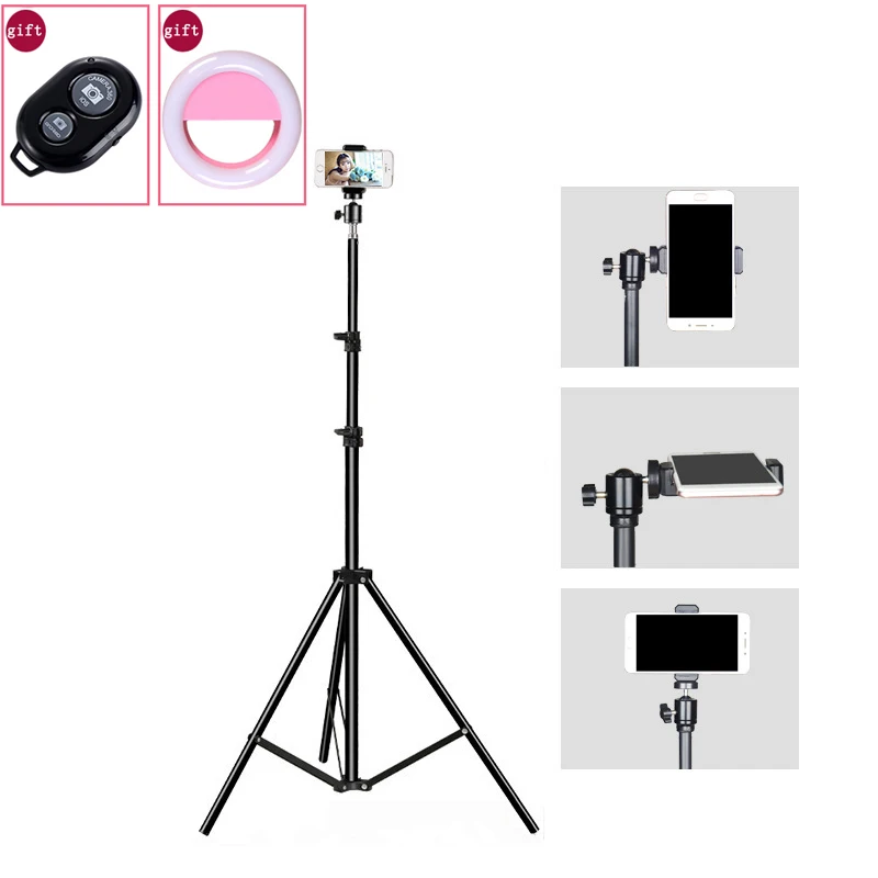 Photo Studio 200CM Light Stand Floor Tripod + Ball Head + Fill Light + Photography Phone Clip + Bluetooth Control Kits
Photo Studio 200CM Light Stand Floor Tripod + Ball Head + Fill Light + Photography Phone Clip + Bluetooth Control Kits