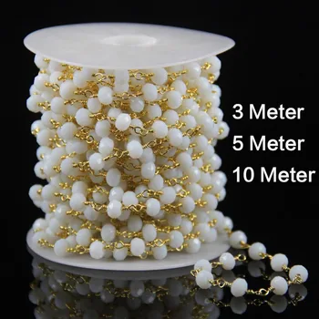 4x6mm Faceted Rondelle Shape White Glass Rosary Chain Necklace Bracelet Choker Anklet,Plated Gold Wire Wrapped Beads Chain YA086
4x6mm Faceted Rondelle Shape White Glass Rosary Chain Necklace Bracelet Choker Anklet,Plated Gold Wire Wrapped Beads Chain YA086