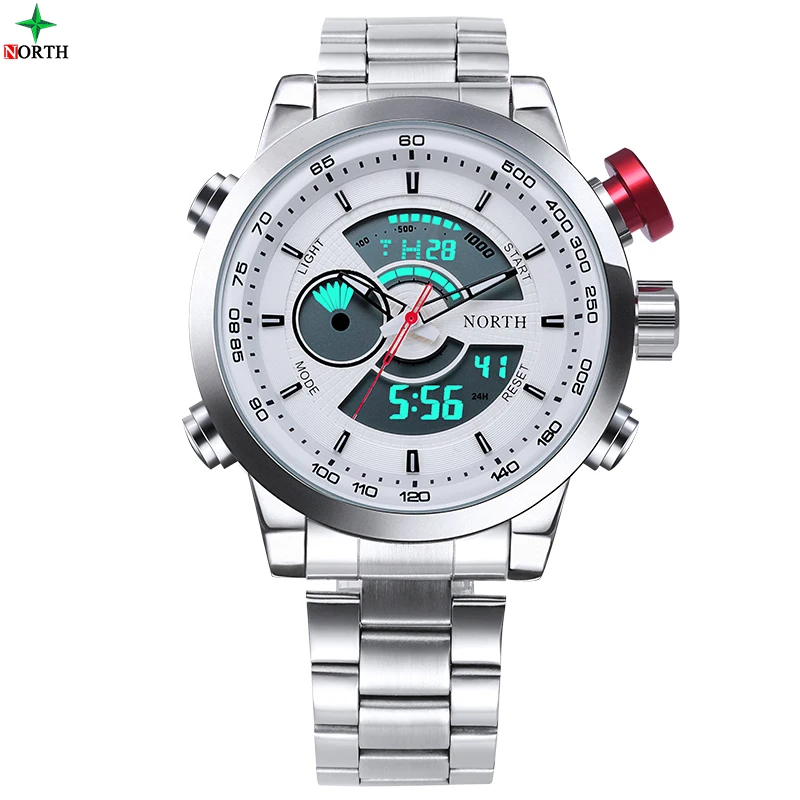Мужские спортивные часы Многофункциональный светодиодный цифровой Dual Time Часы