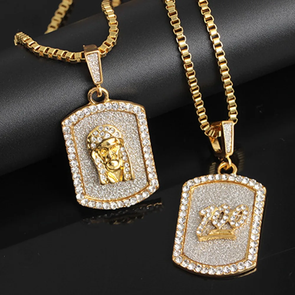 Sand Blast Dog Tag Pendant Necklace Alloy Gold Color Charm Iced Out Rhinesstone Emoji 100 Men's Hip Hop Jewelry Gift #281385
Sand Blast Dog Tag Pendant Necklace Alloy Gold Color Charm Iced Out Rhinesstone Emoji 100 Men's Hip Hop Jewelry Gift #281385