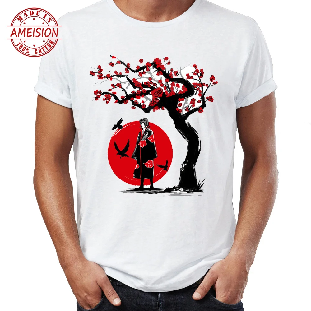 Men's T Shirt Naruto Under the Cherry Blossom Tree Anime Artsy Tee anime harajuku shirt white t shirt weird graphic tees men