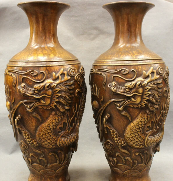 S07177 22" Chinese Bronze Buddhism Fly Dragon Ball Head Statue Palace Pot Vase Pair
S07177 22" Chinese Bronze Buddhism Fly Dragon Ball Head Statue Palace Pot Vase Pair