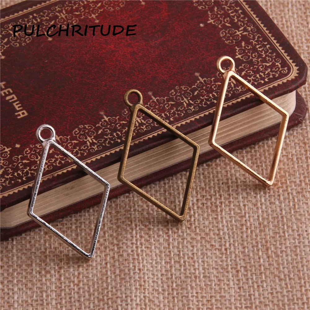 PULCHRITUDE 15pcs/lot Metal Zinc Three Colors Trendy Hollow rhombus Charm Glue Pendant Tray Bezel Diy Jewelry Making c2129
PULCHRITUDE 15pcs/lot Metal Zinc Three Colors Trendy Hollow rhombus Charm Glue Pendant Tray Bezel Diy Jewelry Making c2129