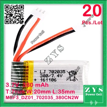 Safety Packing (Level4) 20pcs. 3.7V lithium Polymer battery 702035 072035 380mah for UAV UAS Drone Zone mini drone fpv 7x20x35mm
Safety Packing (Level4) 20pcs. 3.7V lithium Polymer battery 702035 072035 380mah for UAV UAS Drone Zone mini drone fpv 7x20x35mm