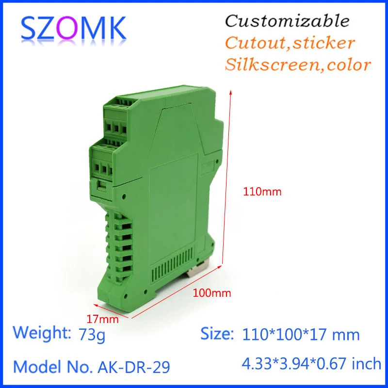 10pcs/lot SOMK green color plastic din rail good quality housing electronics case 80*70*MM electronic din rail box
10pcs/lot SOMK green color plastic din rail good quality housing electronics case 80*70*MM electronic din rail box