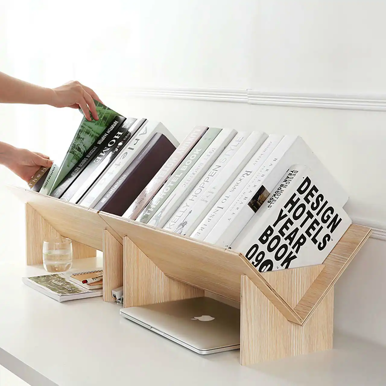 Solid Wood Bookshelf Simple Table Floor Small Bookcase Desktop