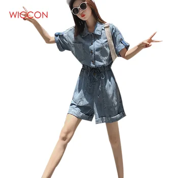 Women Casual Summer Denim Romper Jeans Overall Wide Leg Jumpers Sashes Pockets Short Sleeves Jumpsuit Playsuit Bodysuits
Women Casual Summer Denim Romper Jeans Overall Wide Leg Jumpers Sashes Pockets Short Sleeves Jumpsuit Playsuit Bodysuits