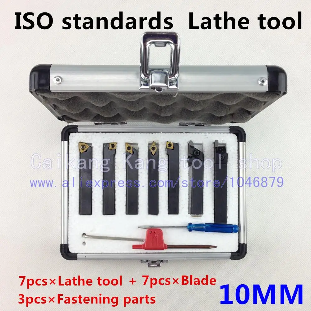 10mm ISO CNC lathe cutting tools holder 7pcs per set with carbide inserts external thread turning 10mm Tool Set
10mm ISO CNC lathe cutting tools holder 7pcs per set with carbide inserts external thread turning 10mm Tool Set