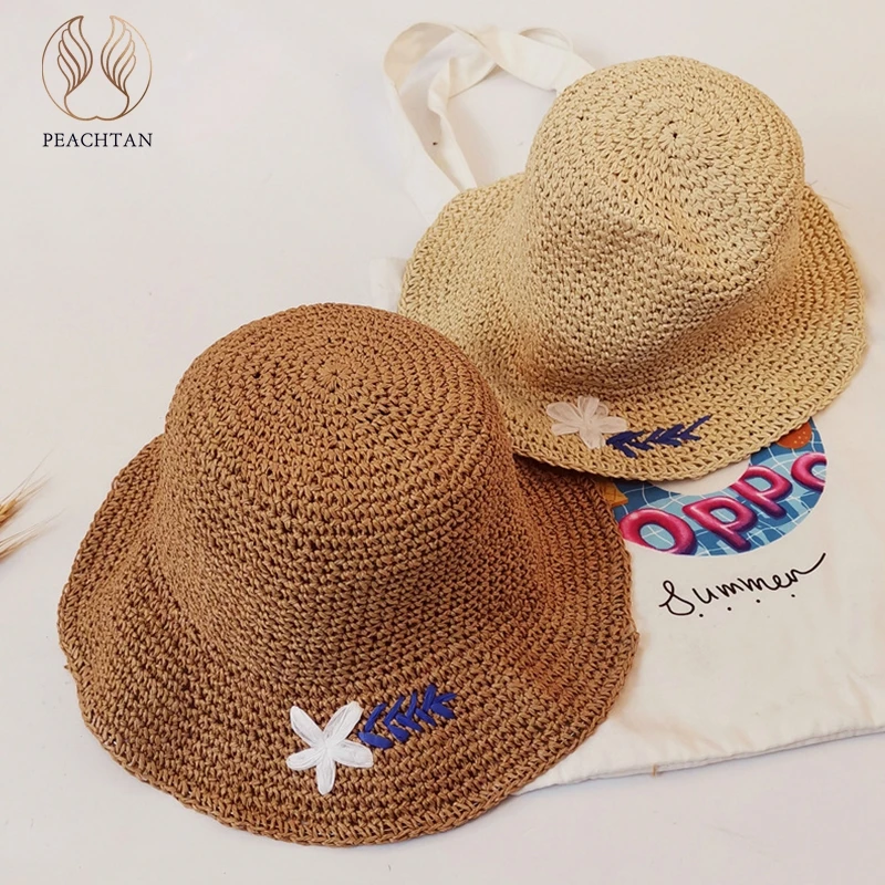 Peachtan Floral Straw hats Beach wide weaving elegant round female sun hat Holiday folded outdoor hat leisure cap Summer 2019
Peachtan Floral Straw hats Beach wide weaving elegant round female sun hat Holiday folded outdoor hat leisure cap Summer 2019