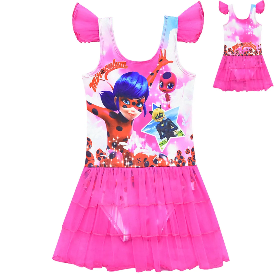 Best-selling ladybug girl one-piece swimsuit girls sling mesh layered dress summer beach casual children's swimwear + Headwear
Best-selling ladybug girl one-piece swimsuit girls sling mesh layered dress summer beach casual children's swimwear + Headwear
