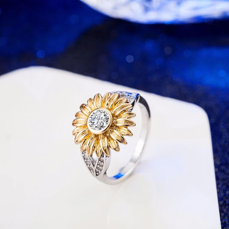 KOFSAC Fashion 925 Sterling Silver Ring For Women Shining Gold Sunflower Two-tone Ring Girl Jewelry Valentine's Day Accessories
KOFSAC Fashion 925 Sterling Silver Ring For Women Shining Gold Sunflower Two-tone Ring Girl Jewelry Valentine's Day Accessories