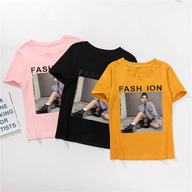 New t-shirt women 2019 summer printing letter characters short-sleeved T-shirt women's round neck casual loose cotton t-shirt
New t-shirt women 2019 summer printing letter characters short-sleeved T-shirt women's round neck casual loose cotton t-shirt