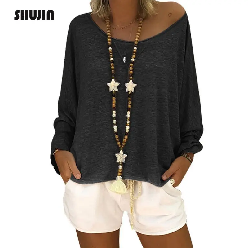 SHUJIN 2018 New Women Casual T-shirt Autumn Fashion Batwing Sleeve O- Neck Solid Loose Blusas Harajuku Tops Plus Size 5XL
SHUJIN 2018 New Women Casual T-shirt Autumn Fashion Batwing Sleeve O- Neck Solid Loose Blusas Harajuku Tops Plus Size 5XL