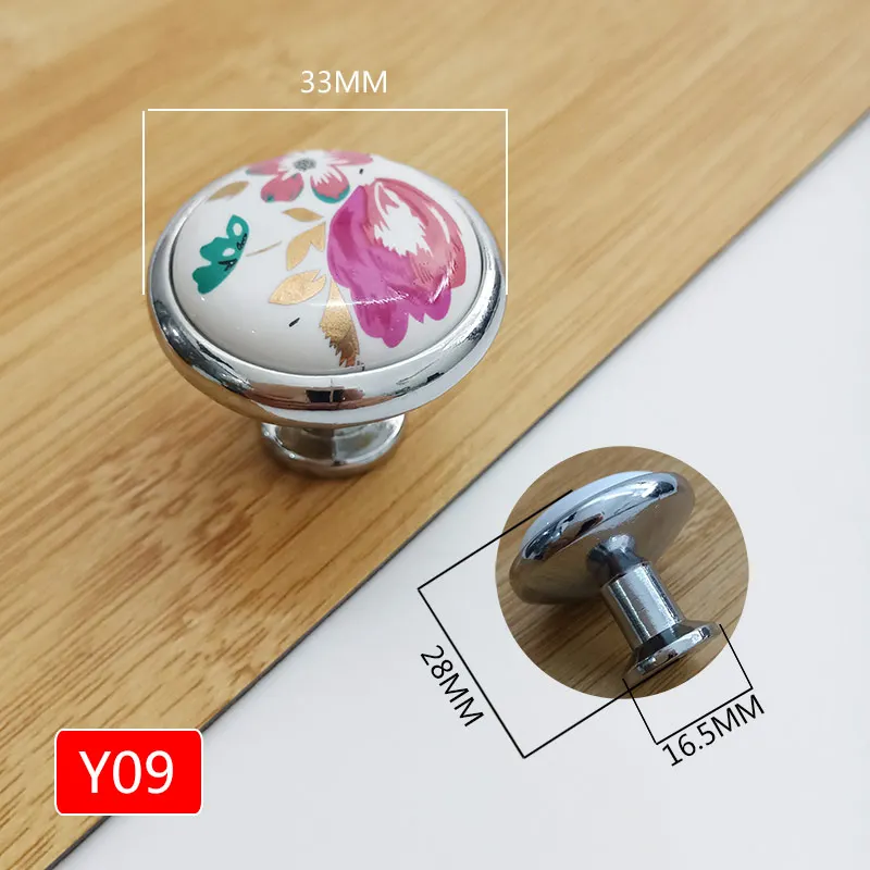 P07白色印花系列单孔陶瓷拉手=Y09-PC尺寸规格