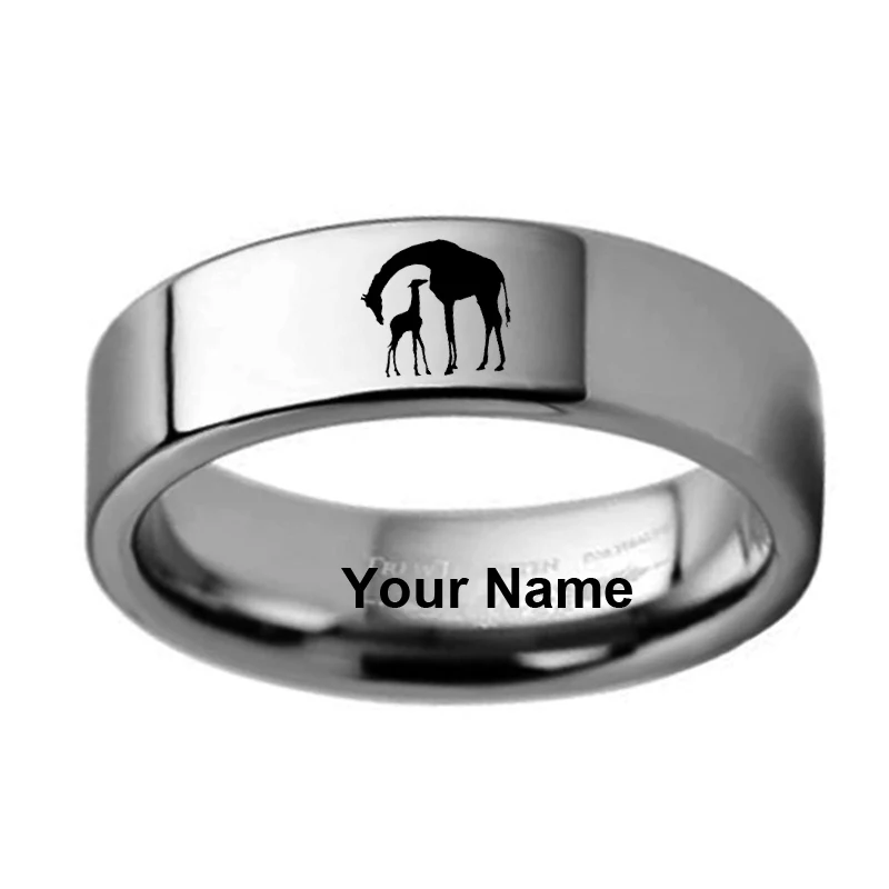 8mm / 6mm Mama Giraffe and cub Stainless Steel Animal Ring Custom Personalized Engraved Ring for Men Women
8mm / 6mm Mama Giraffe and cub Stainless Steel Animal Ring Custom Personalized Engraved Ring for Men Women
