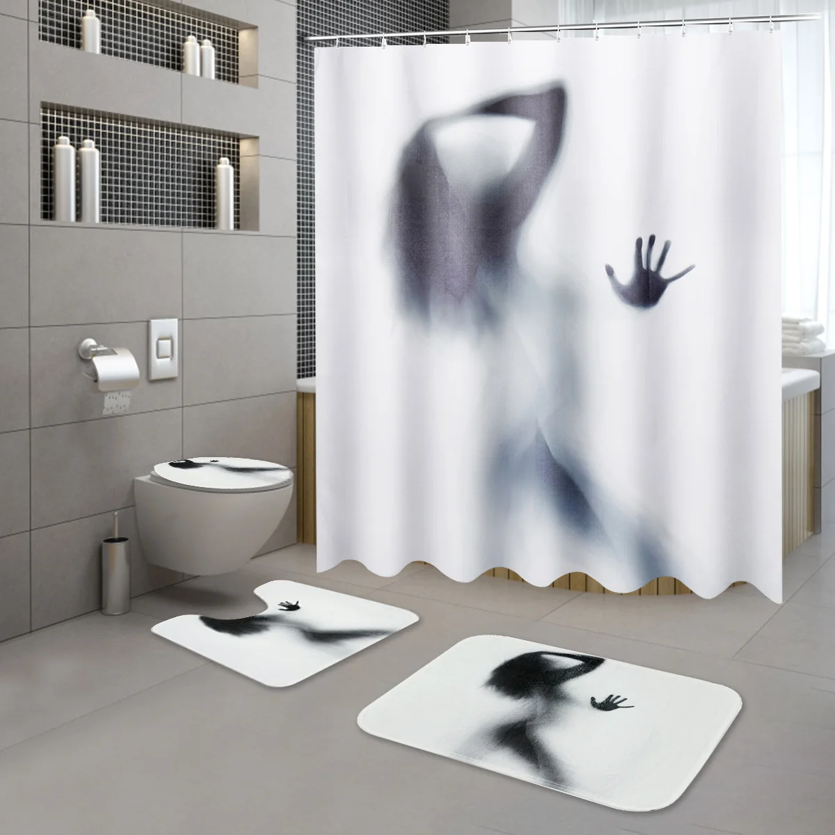 180x165cm 3D Shower Curtains Set Beauty Lady Shadow Polyester Waterproof Bath Curtain + Bath Mat Set for Bathroom Decor
180x165cm 3D Shower Curtains Set Beauty Lady Shadow Polyester Waterproof Bath Curtain + Bath Mat Set for Bathroom Decor